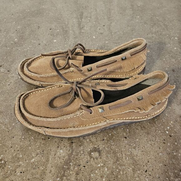 Durango Santa Fe Women's Suede Leather Moccasin Sz 7m  Fringe Studded  DCRD095 - Picture 3 of 9